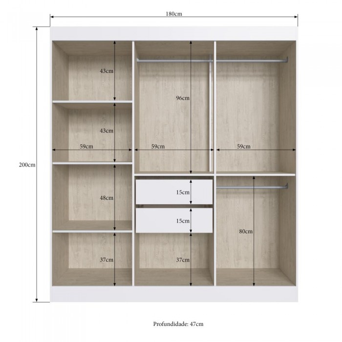 Dormitório Athenas 10 Portas 4 Gavetas - Branco - REF.: 158810-4