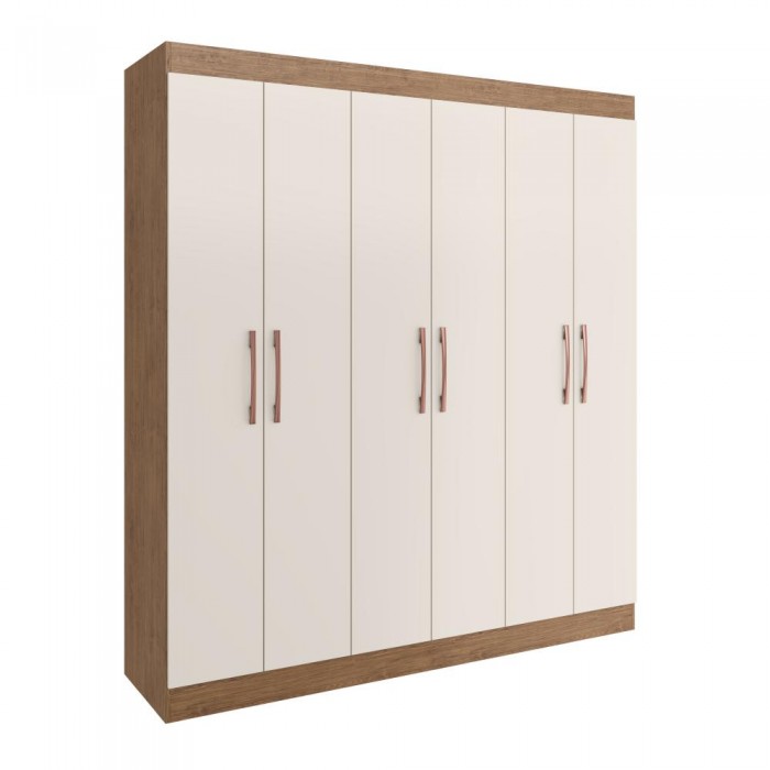 Dormitório Athenas 10 Portas 4 Gavetas - Off White/ Nogueira - REF.: 158810-72