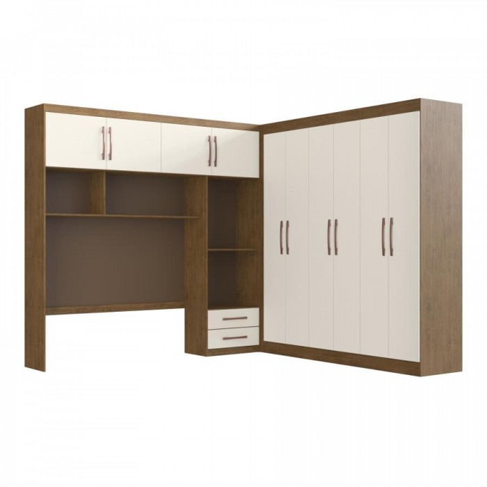 Dormitório Athenas 10 Portas 4 Gavetas - Off White/ Nogueira - 158810-72