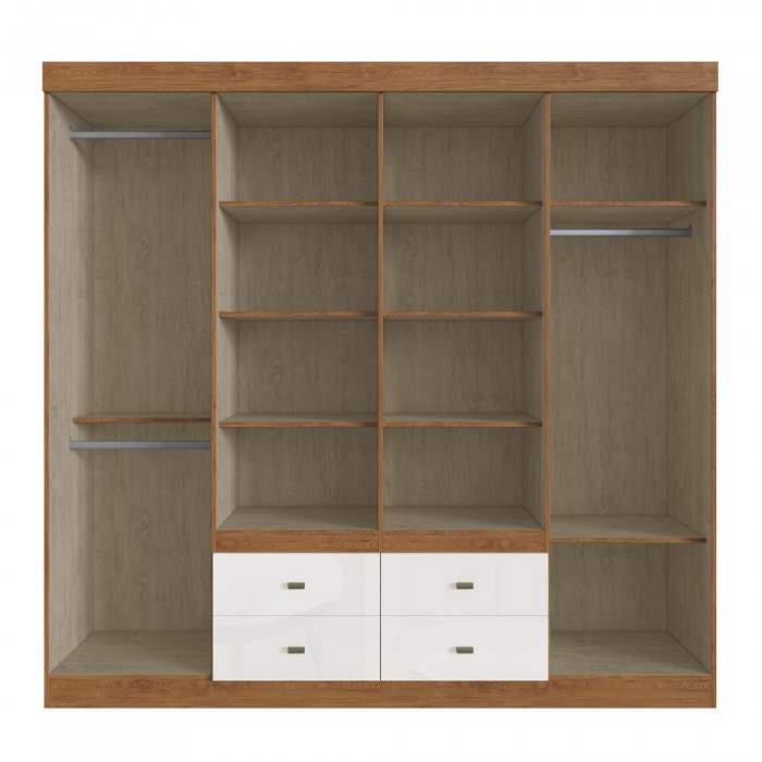 Guarda Roupa 100% MDF Las Vegas 23048 - Off White/ Nogueira - REF.: 23048-72