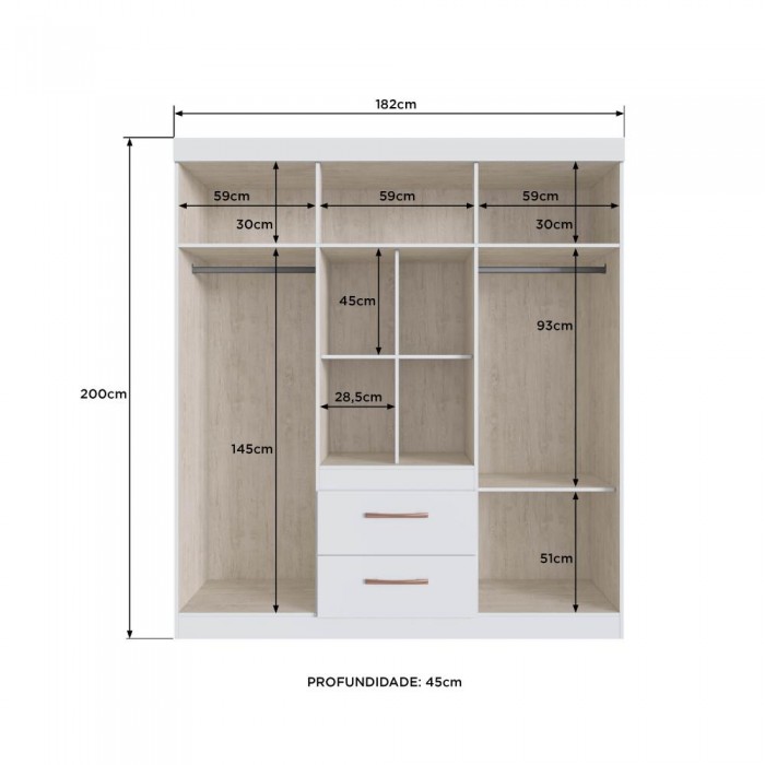 Guarda Roupa Santiago 90906 - Branco - REF.: 90906-4