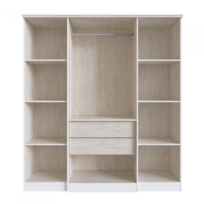 Guarda Roupa 100% MDF Miami 250401 C/ Pés e Espelhos - Branco - REF.: 250401-4