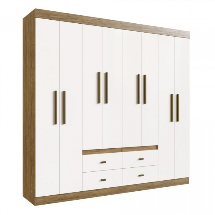 Guarda Roupa 100% MDF Las Vegas 23048 - Off White/ Nogueira - 23048-72