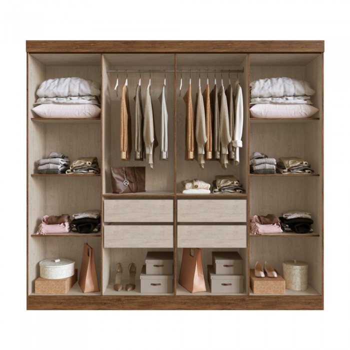 Guarda Roupa 100% MDF California 60800 - Castanho/Nude - REF.: 60800-44