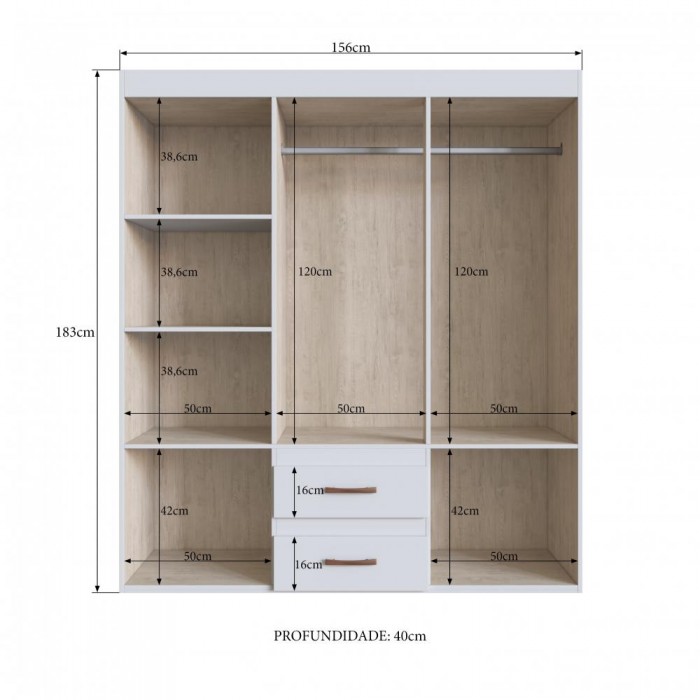 Guarda Roupa Texas 55600 - Branco - REF.: 55600-4