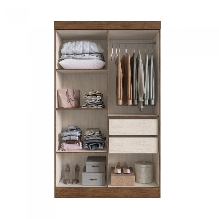 Guarda Roupa 100% MDF New Recife 68400 - Off White/ Nogueira - REF.: 68400-72