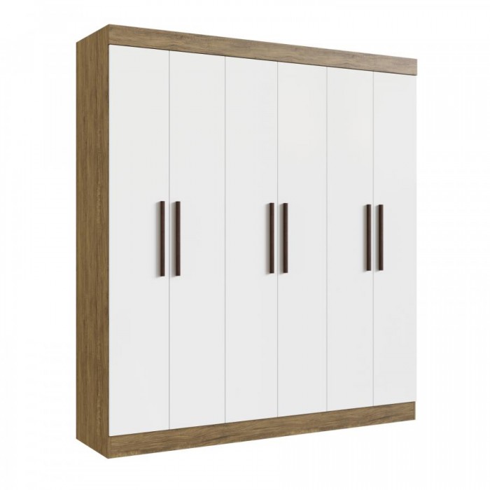 Guarda Roupa 100% MDF New Xangai 68600 - Off White/ Nogueira - 68600-72