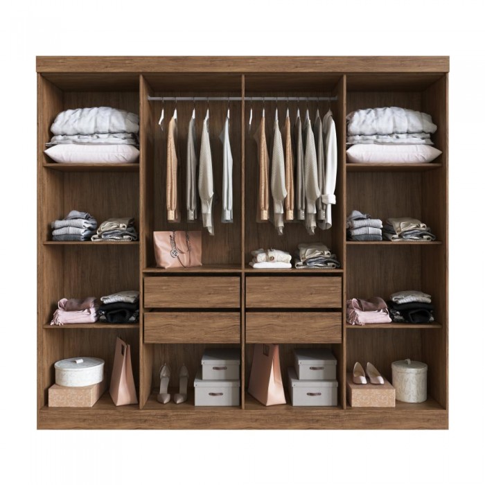 Guarda Roupa 100% MDF California 60800 - Castanho/Preto - REF.: 60800-112