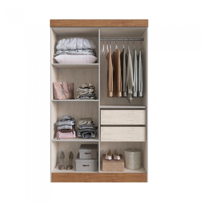 Guarda Roupa 100% MDF New Recife 68400 - Lunar/Nogueira - REF.: 68400-130