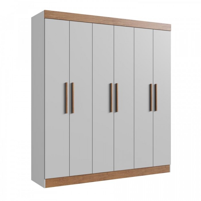 Guarda Roupa 100% MDF New Xangai 68600 - Lunar/Nogueira - 68600-130