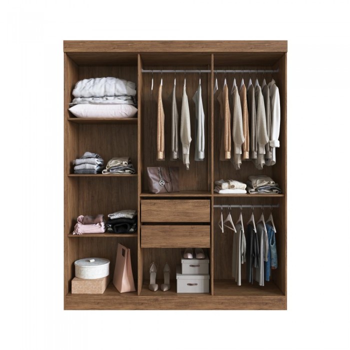 Guarda Roupa 100% MDF New York 21706 - Castanho/Preto - REF.: 217006-112