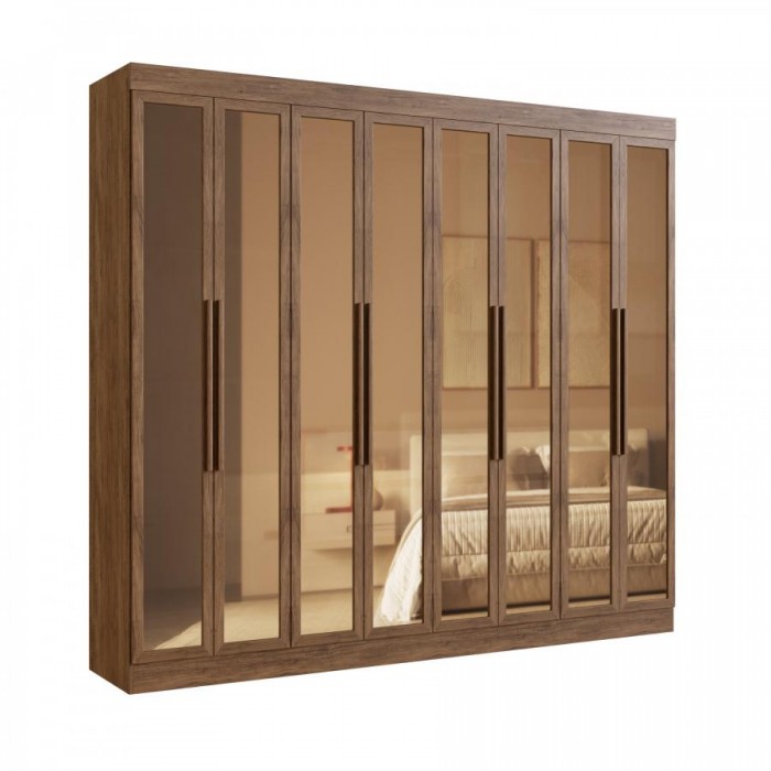 Guarda Roupa Portas Reflecta 100% MDF Los Angeles 70300 - Castanho - 70300-42