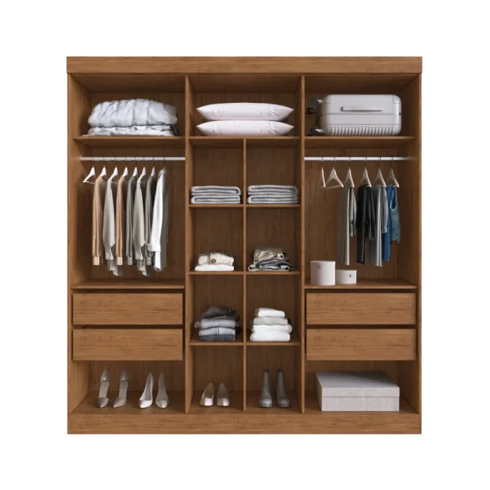 GUARDA ROUPA DARWIN 6 PORTAS MDF - Off White/ Nogueira - REF.: 85600-72