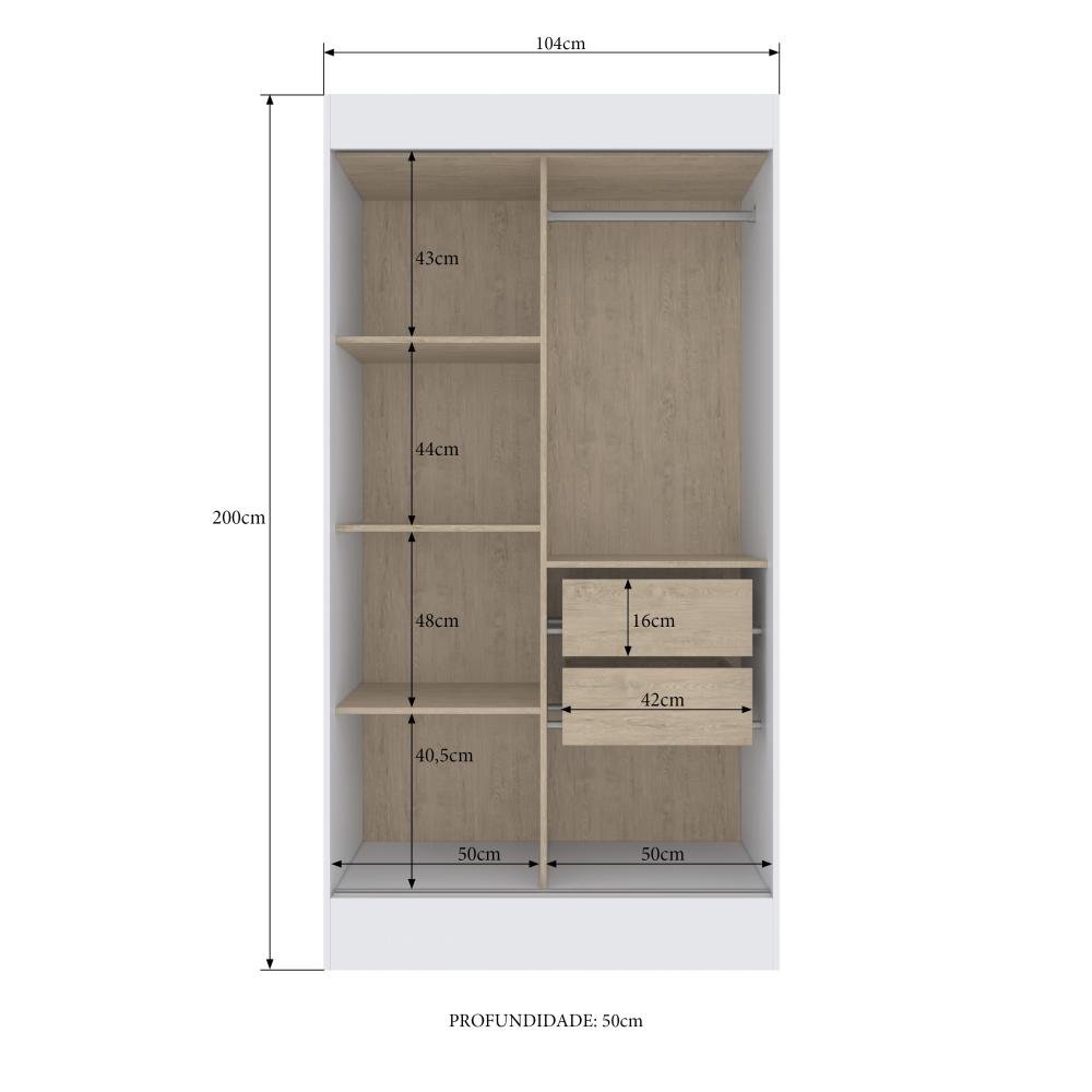 Guarda Roupa Lyon 24502 - Off White/ Nogueira - REF.: 24502-72