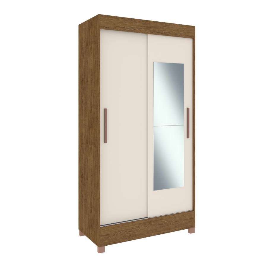 Guarda Roupa Lyon 24502 C/ Pé e 2 Espelhos - Off White/ Nogueira - 245021-10