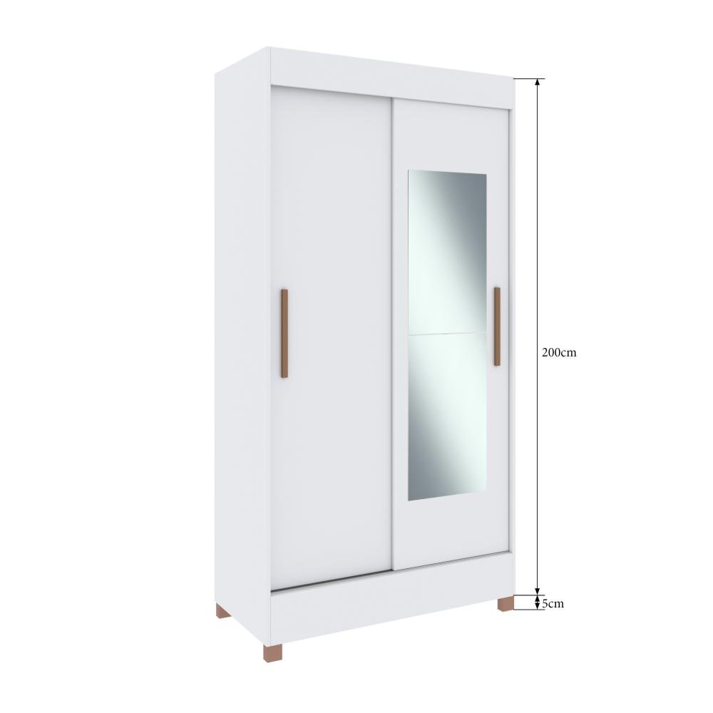Guarda Roupa Lyon 24502 C/ Pé e 2 Espelhos - Branco - REF.: 245021-4