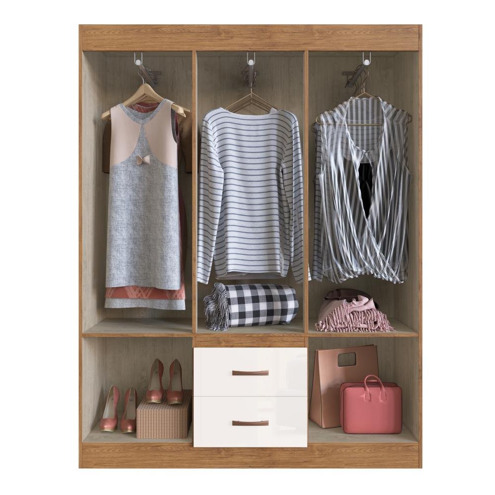 Guarda Roupa Montevideu 10206 - Off White/ Nogueira - REF.: 10206-72