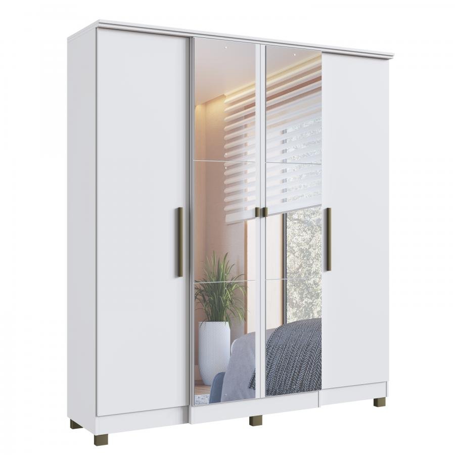 Guarda Roupa 100% MDF Miami 250401 C/ Pés e Espelhos - Branco - 250401-4