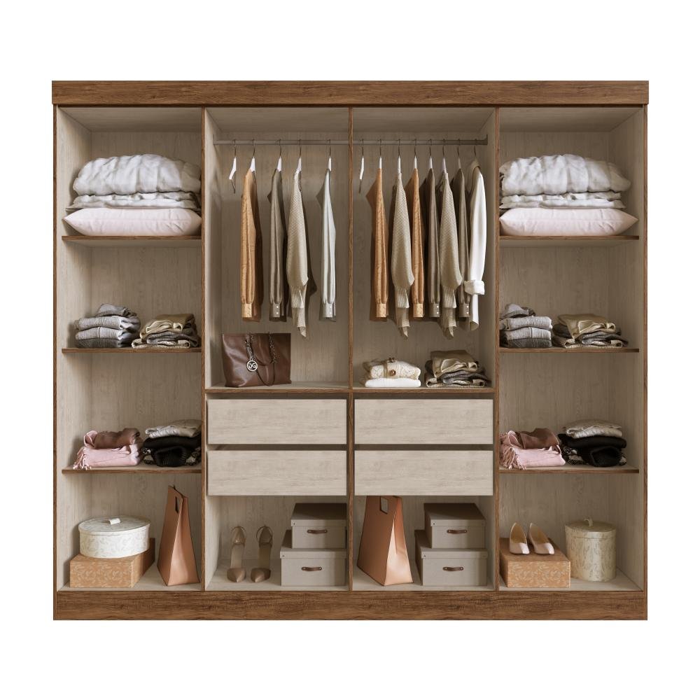 Guarda Roupa 100% MDF California 60800 - Castanho/Nude - REF.: 60800-44