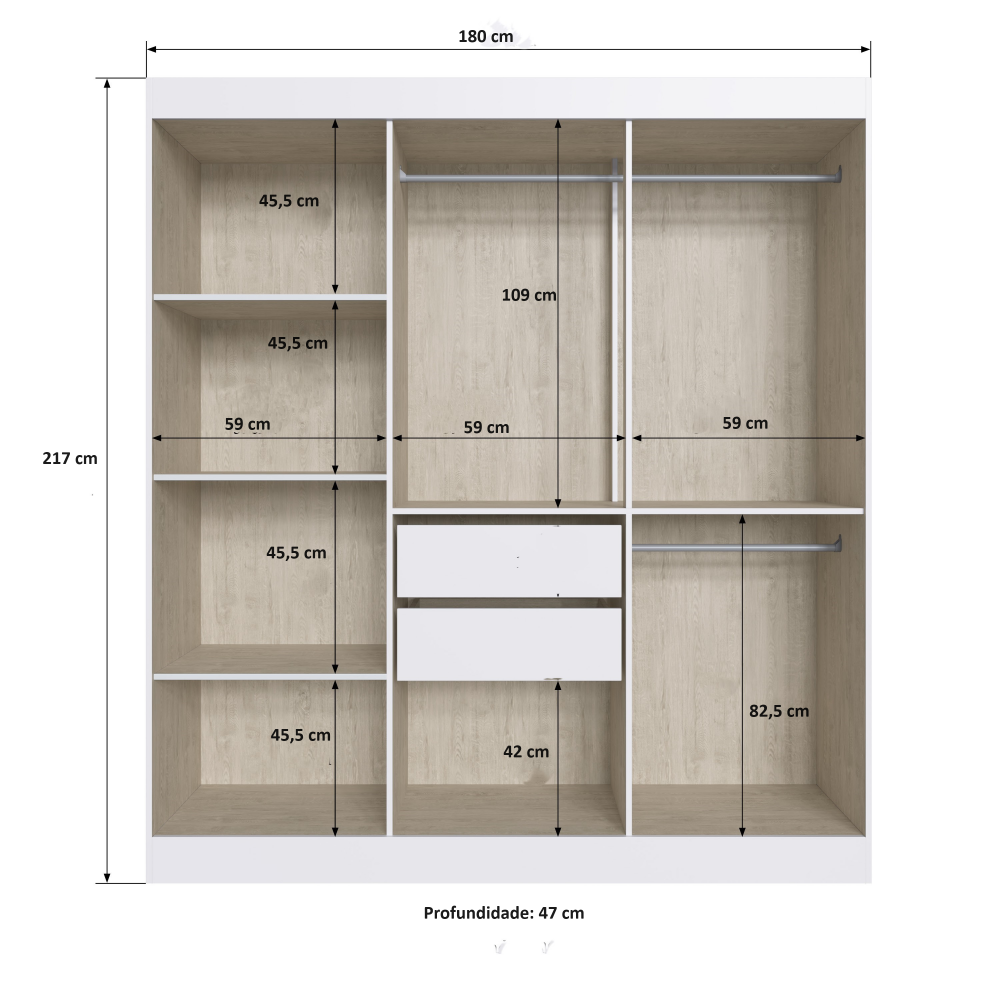 Guarda Roupa 100% MDF New York 21706 - Castanho/Nude - REF.: 21706-44