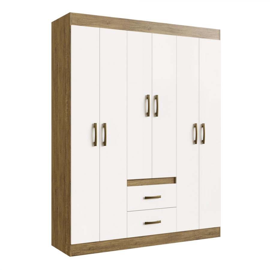 Guarda Roupa Montevideu 10206 - Off White/ Nogueira - 10206-72