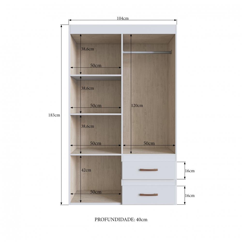 Guarda Roupa Dallas 55400 - Branco - REF.: 55400-4