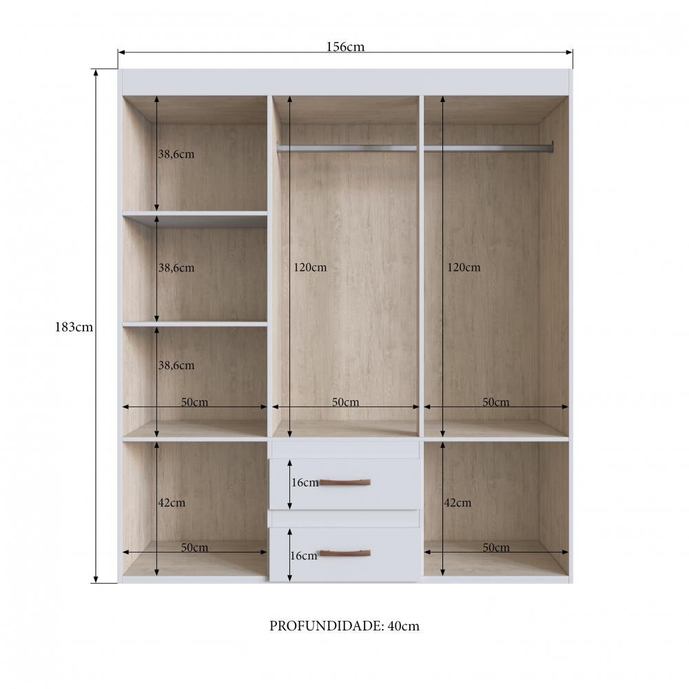 Guarda Roupa Texas 55600 - Branco - REF.: 55600-4