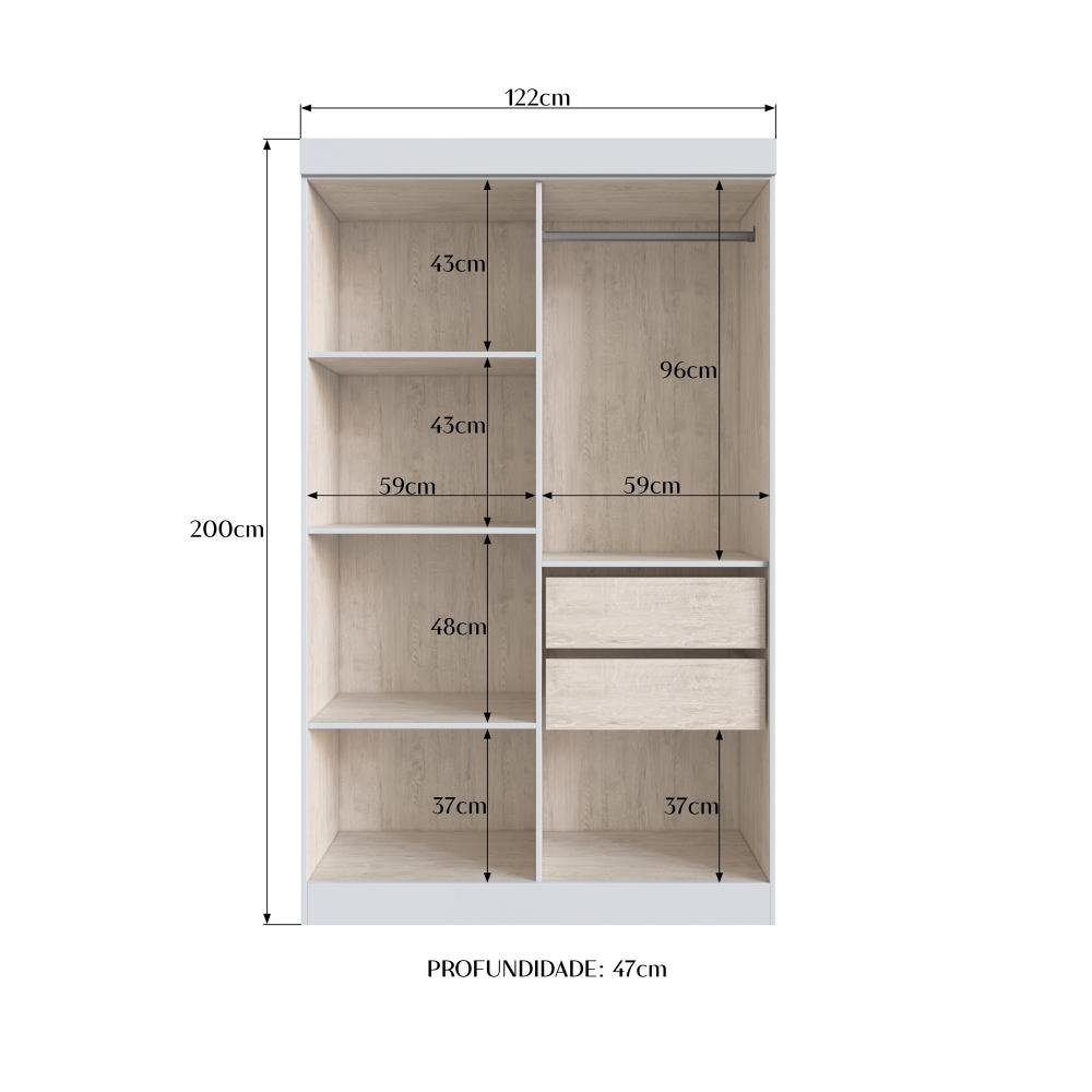 Guarda Roupa 100% MDF New Recife 68400 - Branco - REF.: 68400-4