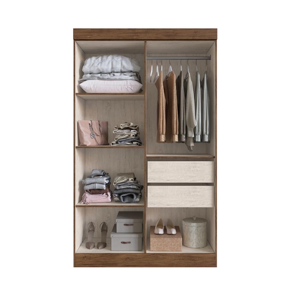 Guarda Roupa 100% MDF New Recife 68400 - Off White/ Nogueira - REF.: 68400-72