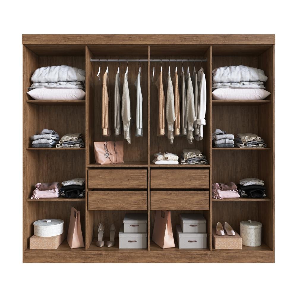 Guarda Roupa 100% MDF California 60800 - Castanho/Preto - REF.: 60800-112
