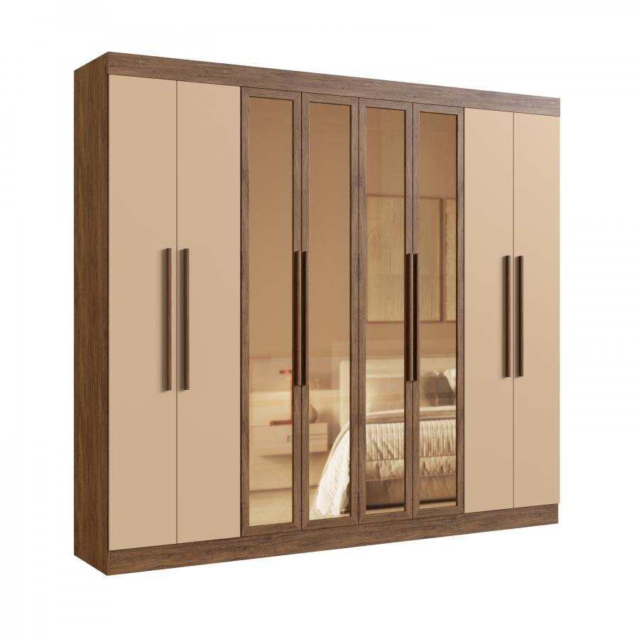 Guarda Roupa Portas Reflecta 100% MDF Chicago 68500 - Castanho/Nude - 68500-44