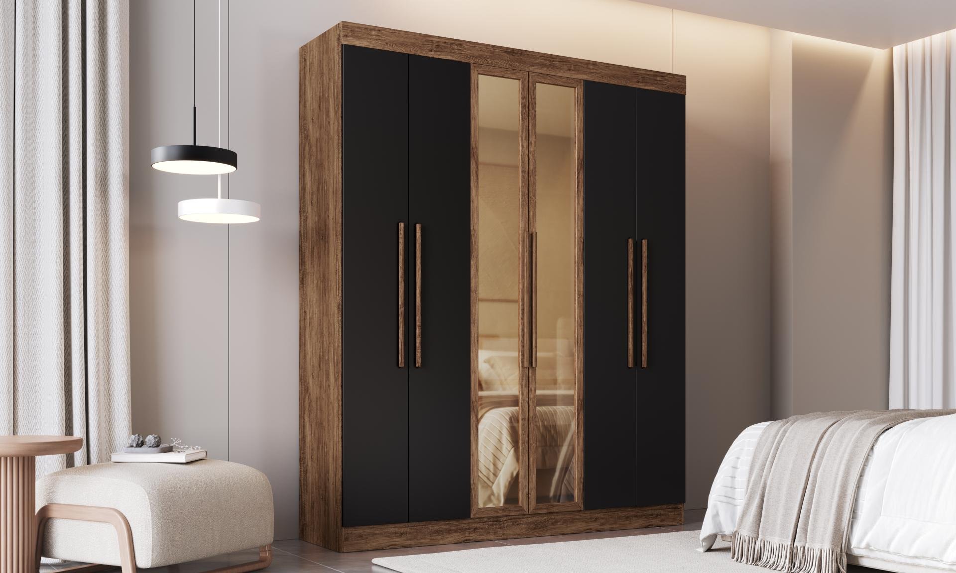 Guarda Roupa Portas Reflecta 100% MDF Malibu 25790 - foto ambientada
