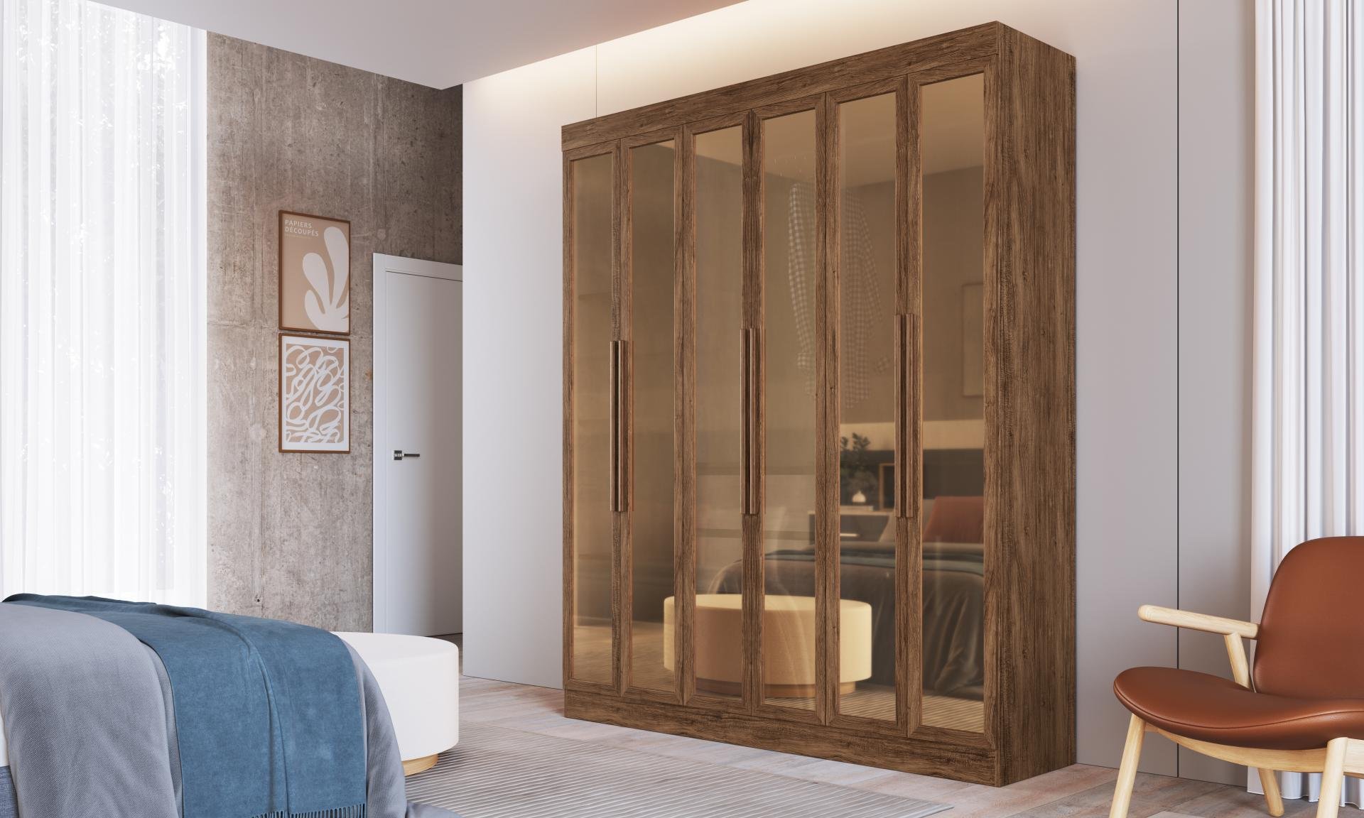 Guarda Roupa Portas Reflecta 100% MDF San Diego 26900 - foto ambientada