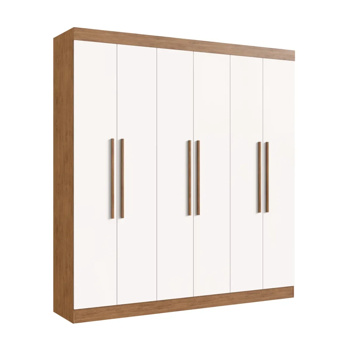 GUARDA ROUPA DARWIN 6 PORTAS MDF - Off White/ Nogueira - REF.: 85600-72