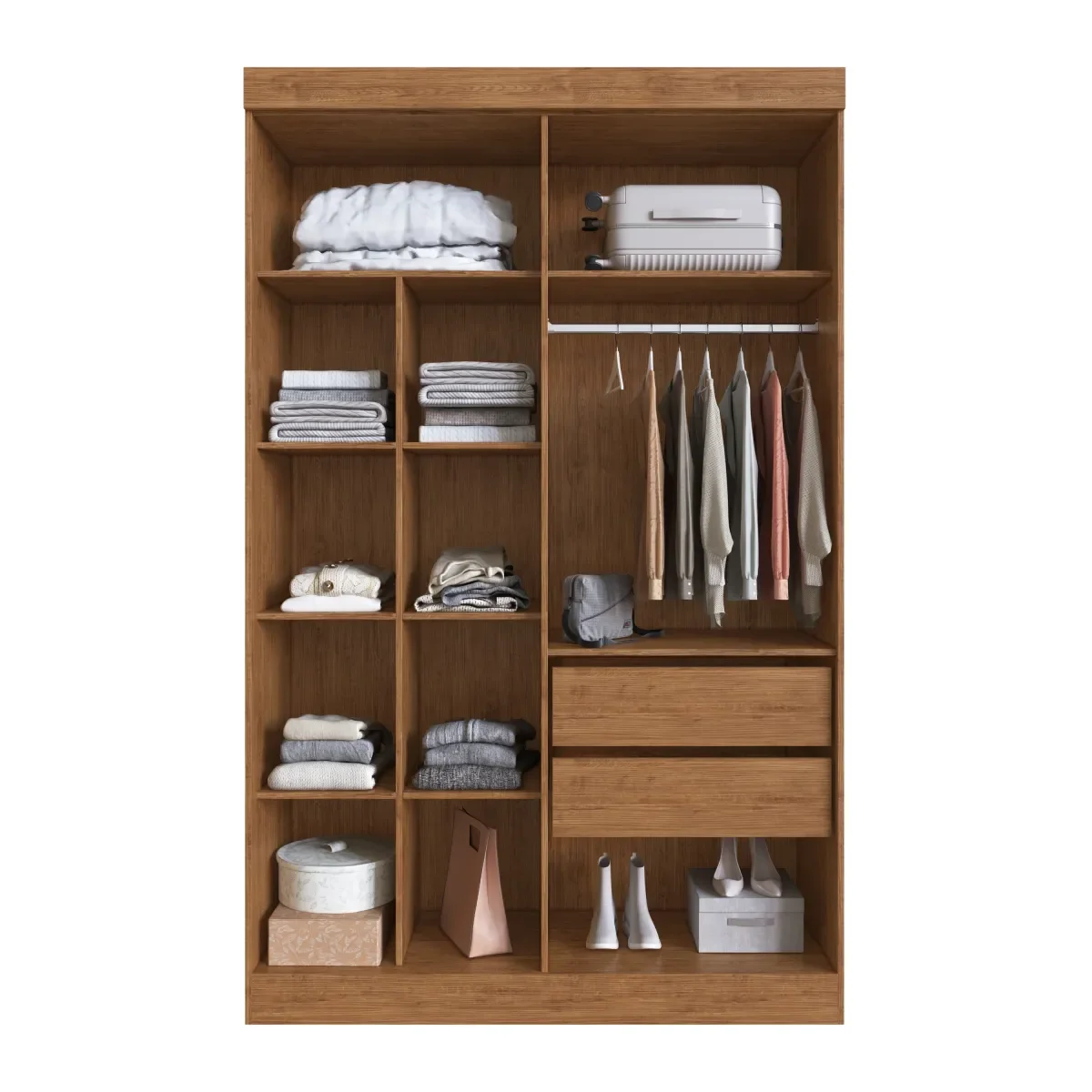 GUARDA-ROUPA MELBOURNE 4 PORTAS MDF - Off White/ Nogueira - REF.: 85400-72
